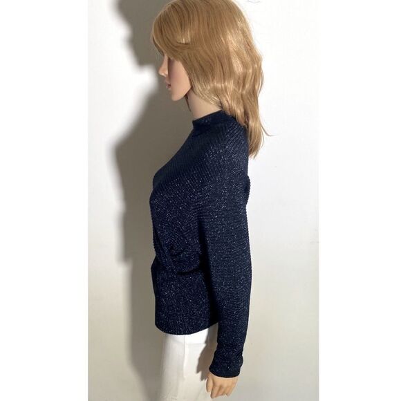 MICHELLE MASON Metallic Twist Sweater Navy & Silver. Size XS / P - Picture 4 of 7